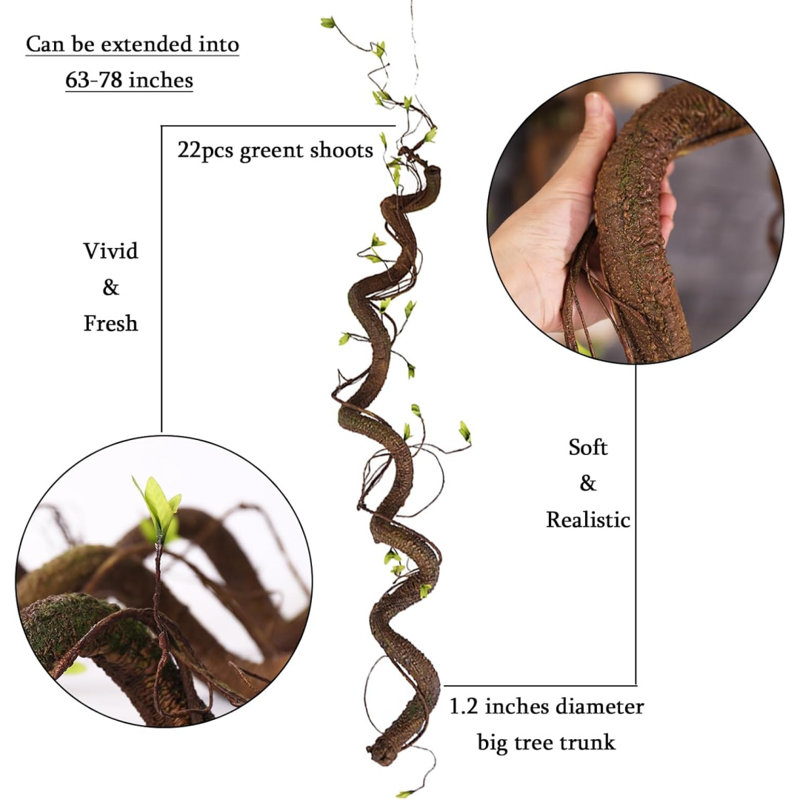 Artificial Tree Branches Fake Wood Tree Trunk Twig Ivy Vine Barky Plants Garland