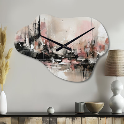 Rose, noir, Minimalims Fludity I - Minimalisme, horloge asymétrique