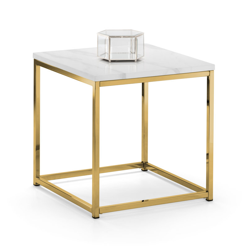 Rumi Frame End Table, Gold, White