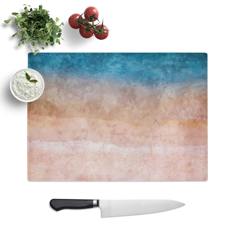 Tempered Glass upon the Beach Painting Chopping Board, 20 cm x 28.5 cm