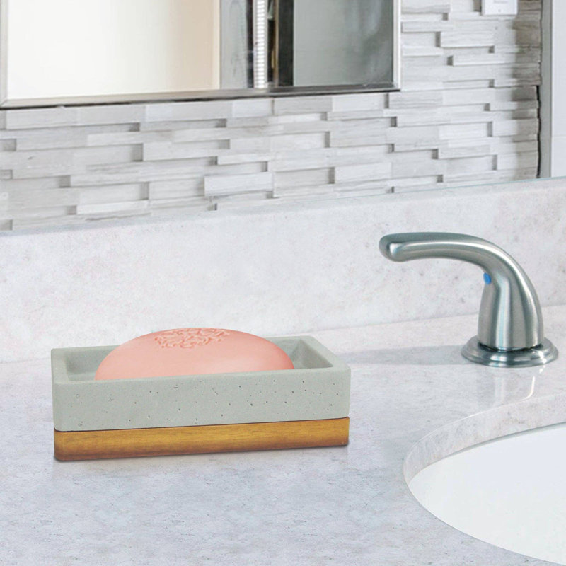 Oneita Soap Dish | Gray  Stone Finish Cement Bathroom Accessory