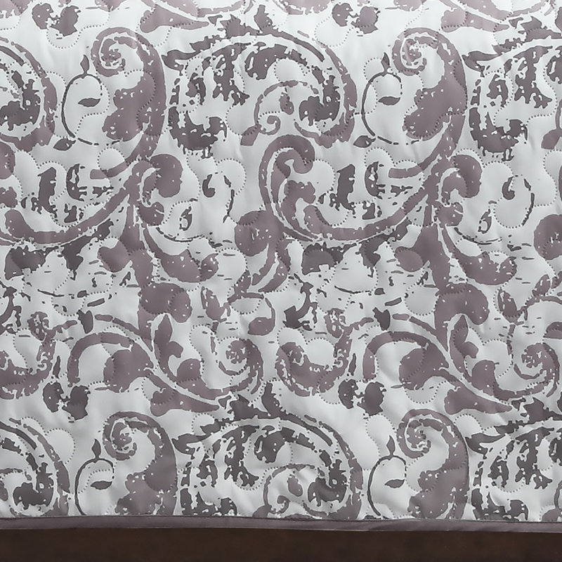 Ensemble de courtepointe réversible Alyn, Lilas poussiéreux, Courtepointe simple + 1 Taie décorative