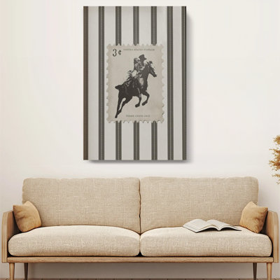 Cowboy Riding a Horse - Western Rustic Wall Art Print on Gallery Wrapped Canvas, 36" H x 24" W, Ready to Hang for Living Room, Bedroom or Ranch Home