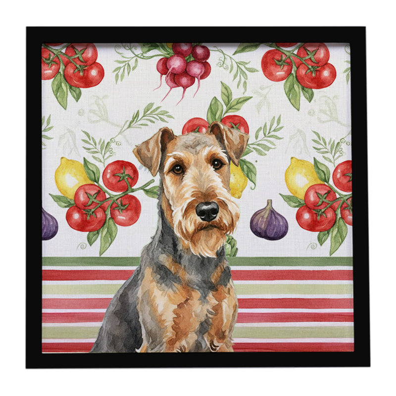 «Griuse Airedale Terrier Légumes», reproduction d'art encadrée