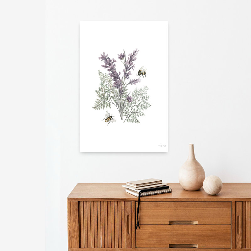 Lavande botanique, abeille, art lavande contemporain, H 24 po x l 16 po