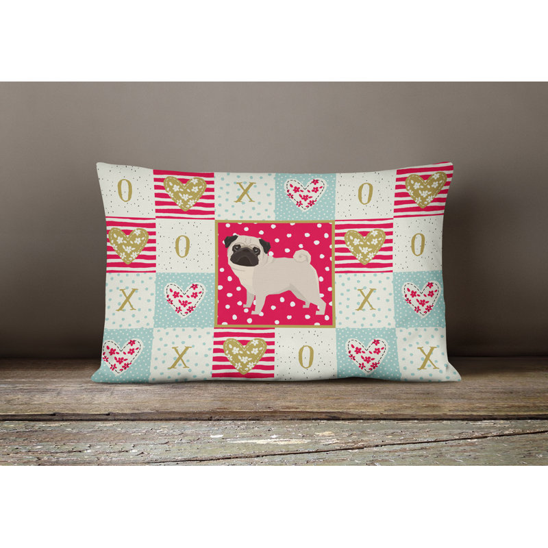  Coussin d'extérieur rectangulaire avec rembourrage Pug Love