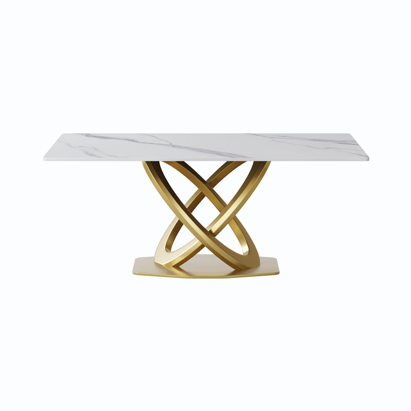 Modern Rectangular Sintered Stone Dining Table with Pedestal Base, 29.53” H x 70.84” L x 35.43” W, Black