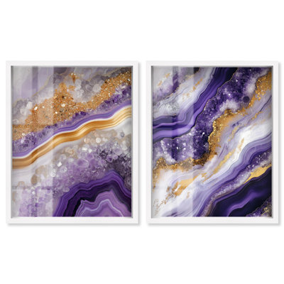Ensemble de 2 décorations murales en agate Glamour Geode Luxe
