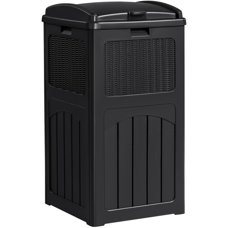 Devoko 33 Gallon Manual Lift Trash Hideaway Container, Black