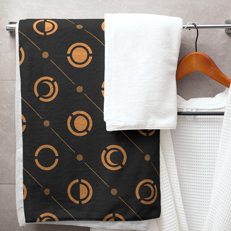 Serviette de bain Classic, Noir/orange