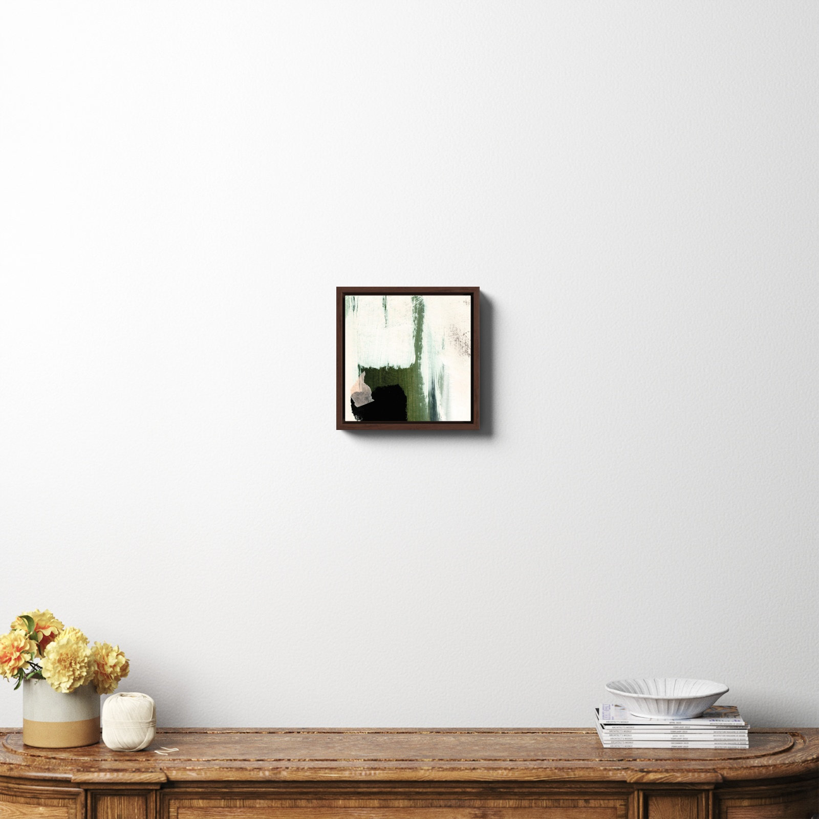 Abstract Minimal, No, 12" H x 12" W x 2" D, Espresso Framed Canvas