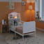 Structure de lit plateforme simple en métal avec tête de lit légère et rembourrée, tablettes de rangement escamotables pour enfants, blanc-839563457