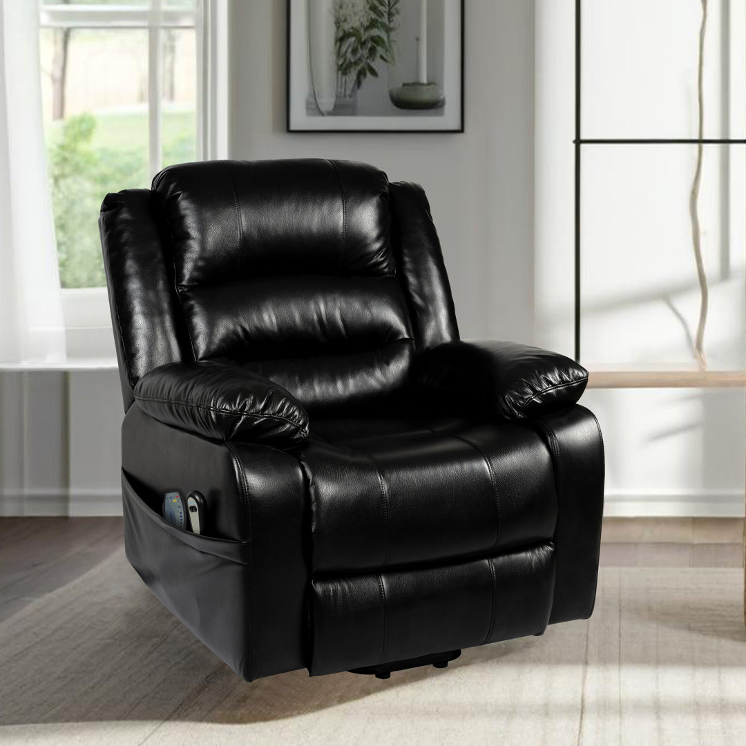 Premium Air Leather Power Recliner Chair with Lift Assist, Massage and Heating function Lark Manor™ Upholstery 