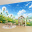 Papier peint peler et coller champ de pissenlit flottant sous un ciel bleu vif, art mural auto-adhésif et amovible-127420909