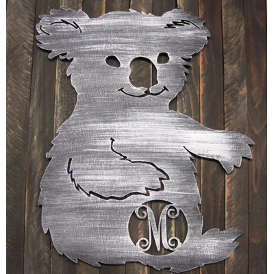 Décoration murale de forme simple lettre en bois koala rustique