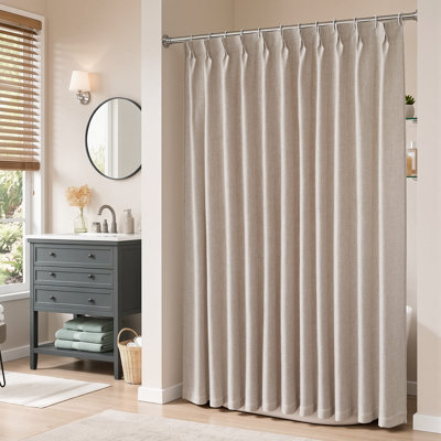 Rideau de douche en tissu texturé, couleur camel, 183 cm x 183 cm