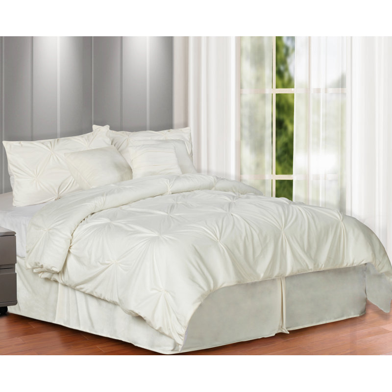 Pintuck Plush Polyester Comforter, Full Comforter + 6 Additional Pieces, Gray