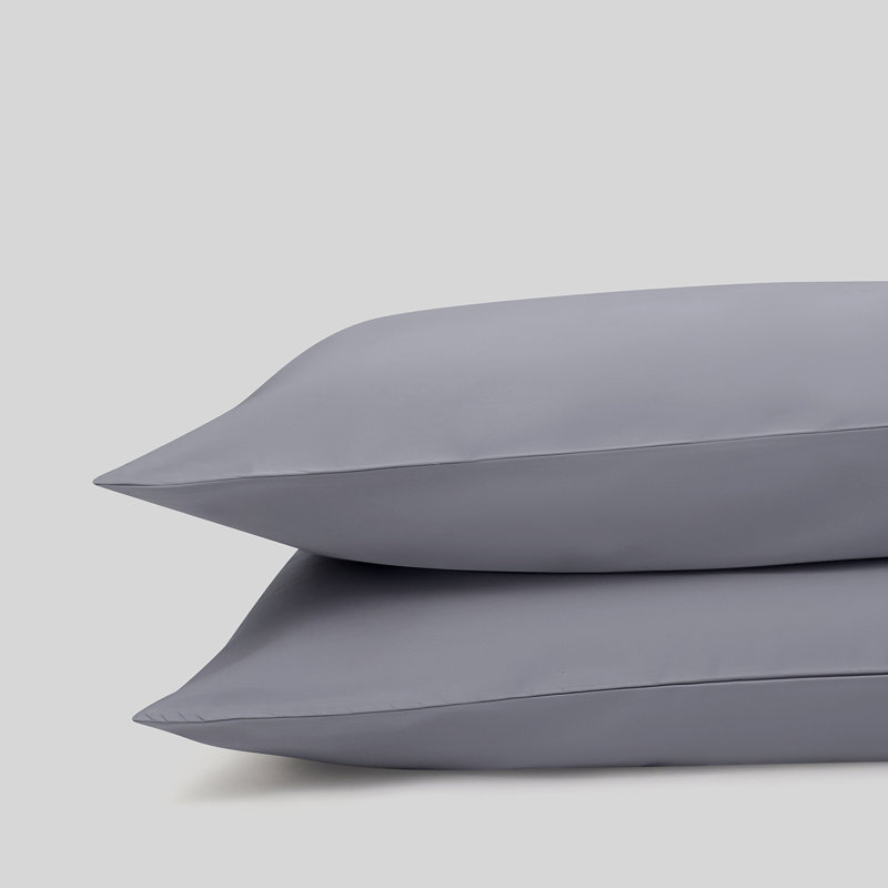 Taie d'oreiller 100% coton à densité de tissage 300 fils Percale, Gris clair, Standard