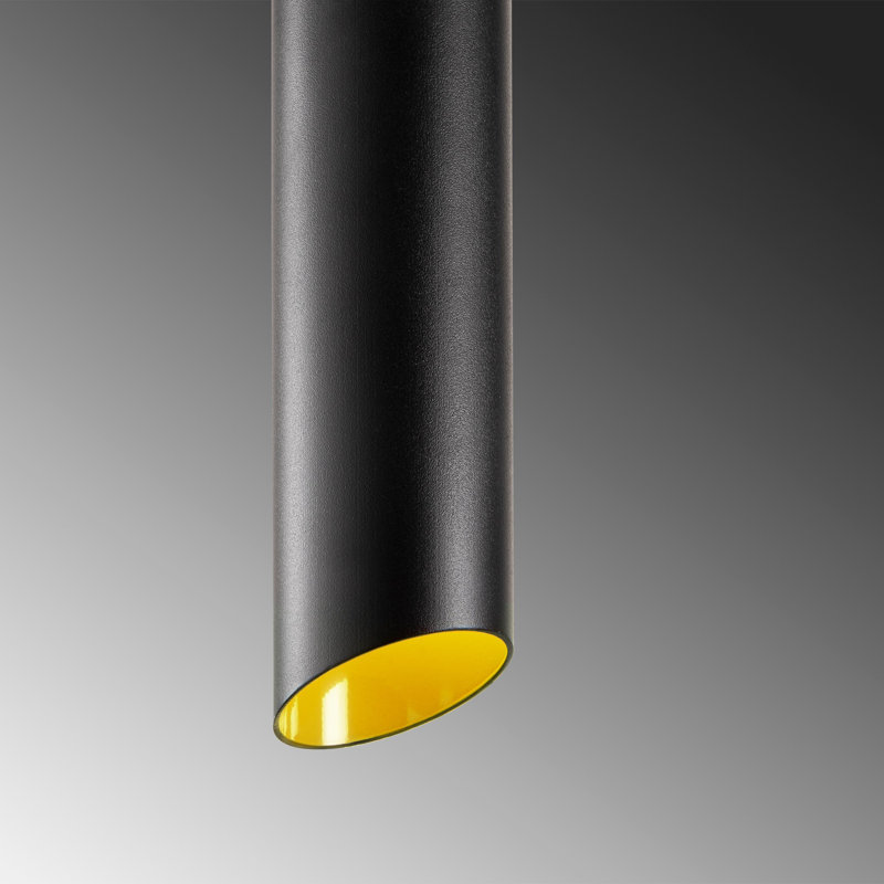 Aidie 5 - Light Black Cylinder Pendant, Black/Yellow