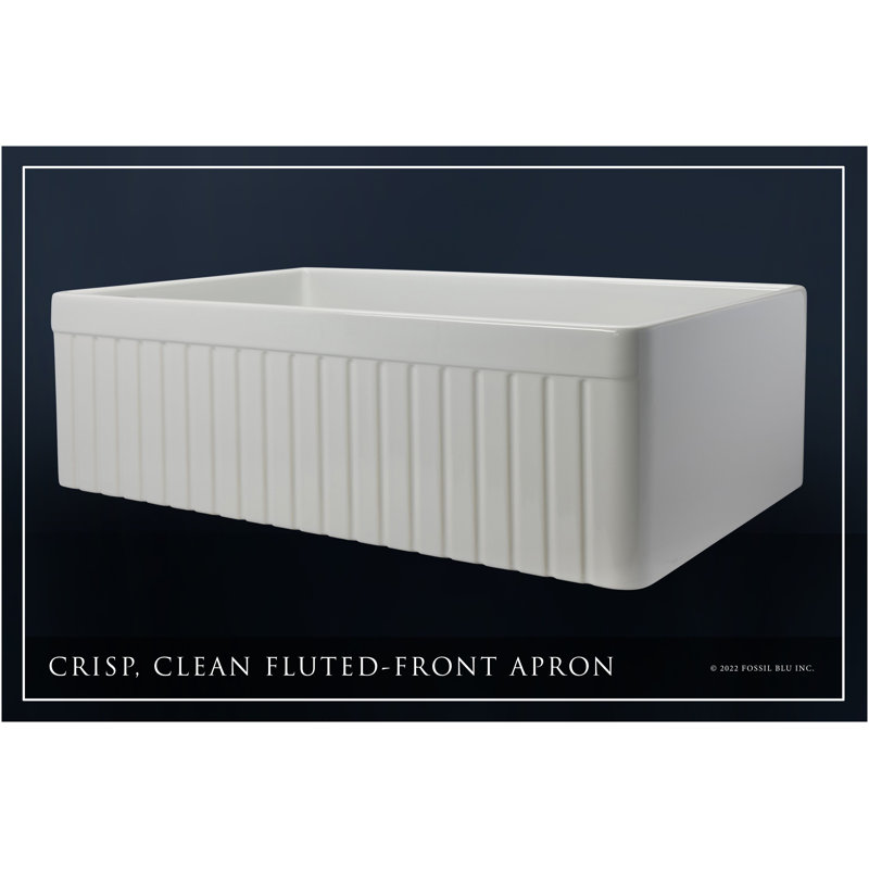 Luxury Solid Fireclay Farmhouse Sink, Brushed Brass Accessories