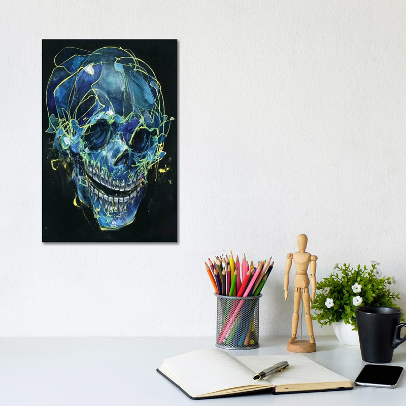 Cold Skull by Swartz Brothers Art - Wrapped Canvas Painting, 20.32 cm H x 30.48 cm W