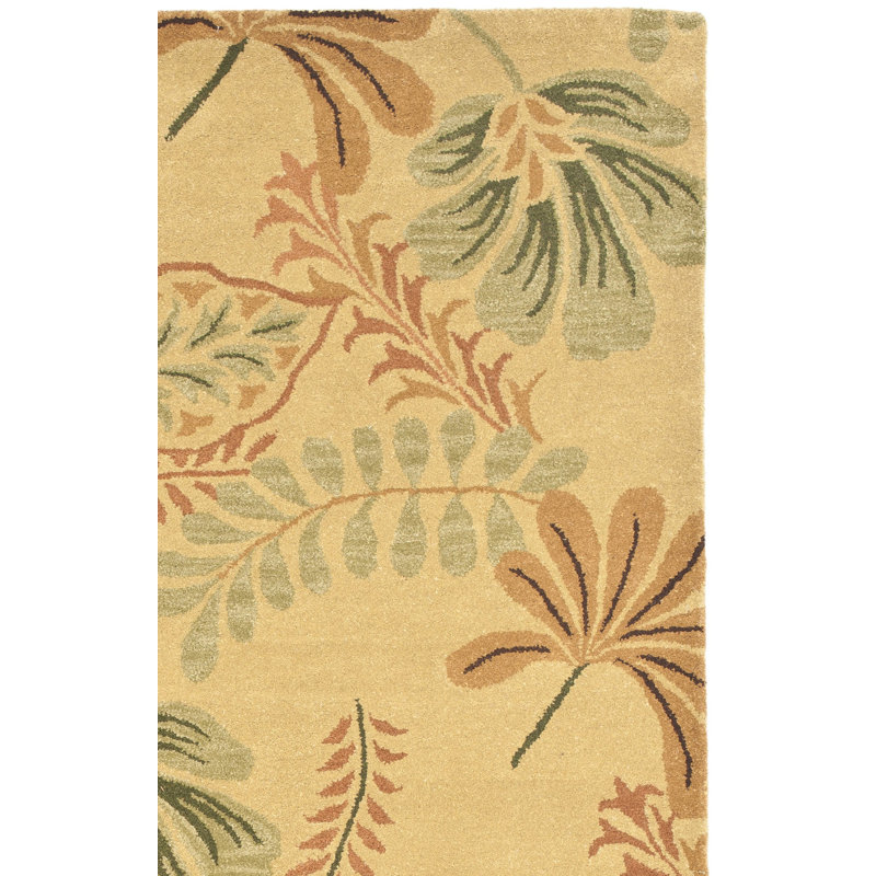 Arber Hand-Tufted Wool Beige/Brown/Green Leaves Area Rug, Rectangle 5' x 8'