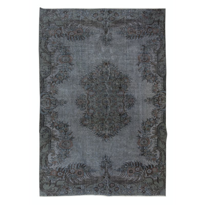 6.7x10 Ft Aubusson Inspired Gray Area Rug for Modern Interiors, Handmade in Turkey