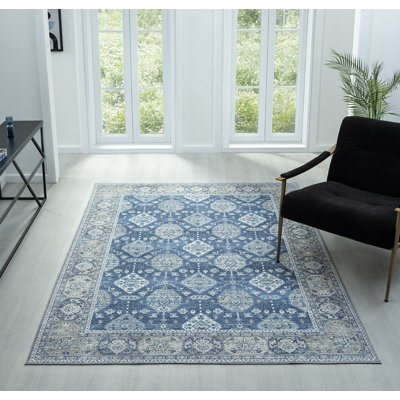 Tapis bleu marine lavable Barclay