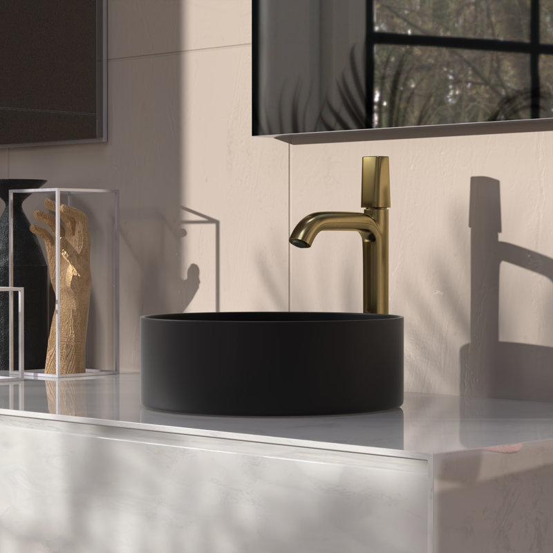 Lavabo vasque circulaire 15 po, Noir mat