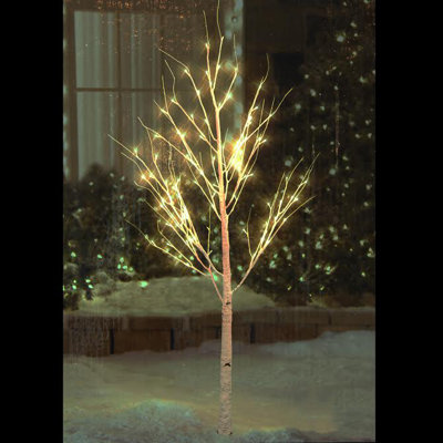 Décoration de jardin d'extérieur de 6 pi pré-éclairée pour arbre de Noël blanc - lumières DEL blanc chaud