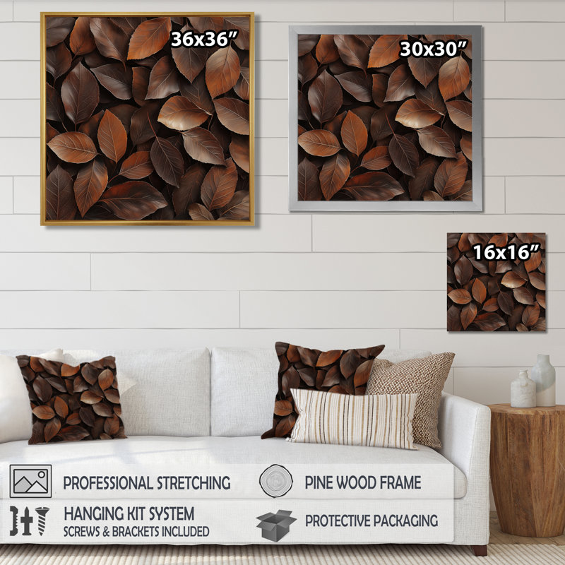 «Brown Sable Leaves II» - feuilles, art mural, Reproduction encadrée d'une seule photo, H 30 po x l 30 po