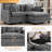 Chenille Upholstered Sectional Sofa Couch with Ottoman-1219246337-1231188925
