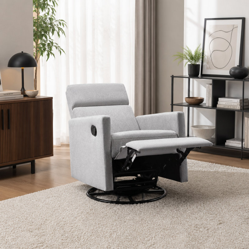 Glider Swivel Recliner Chair, Grey