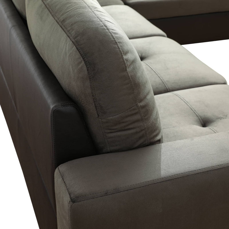 103.5" Wide Microfiber Sofa & Chaise, Taupe Microfiber, Left Hand Facing
