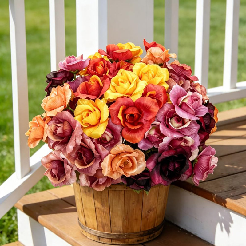 Bouquet de roses artificielles 5 têtes, 6 pièces
