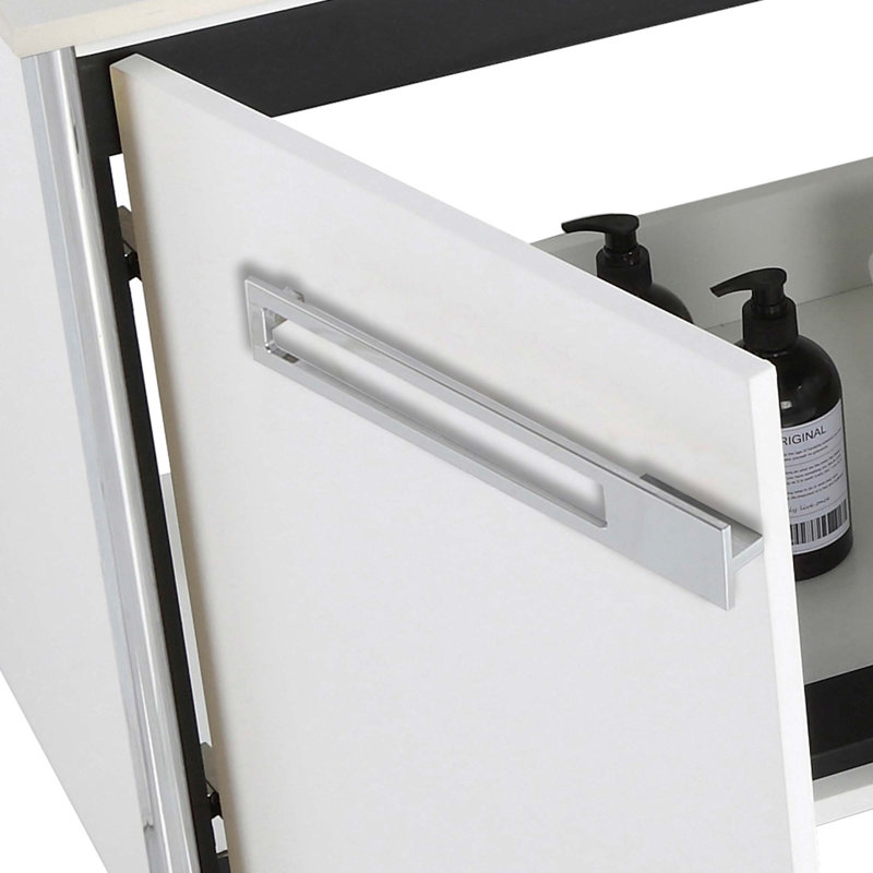 30" Single Bathroom Vanity, Polished Chrome, White Matte