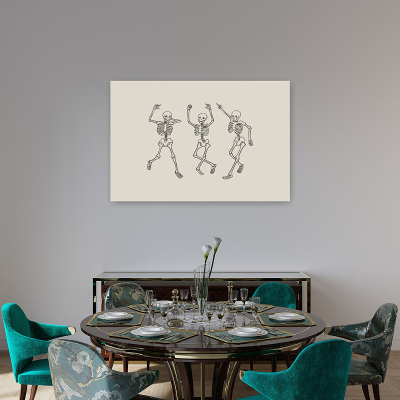 «Dancing Skeletons Party», impression d'art rétro rétro, H 32 po x l 48 po