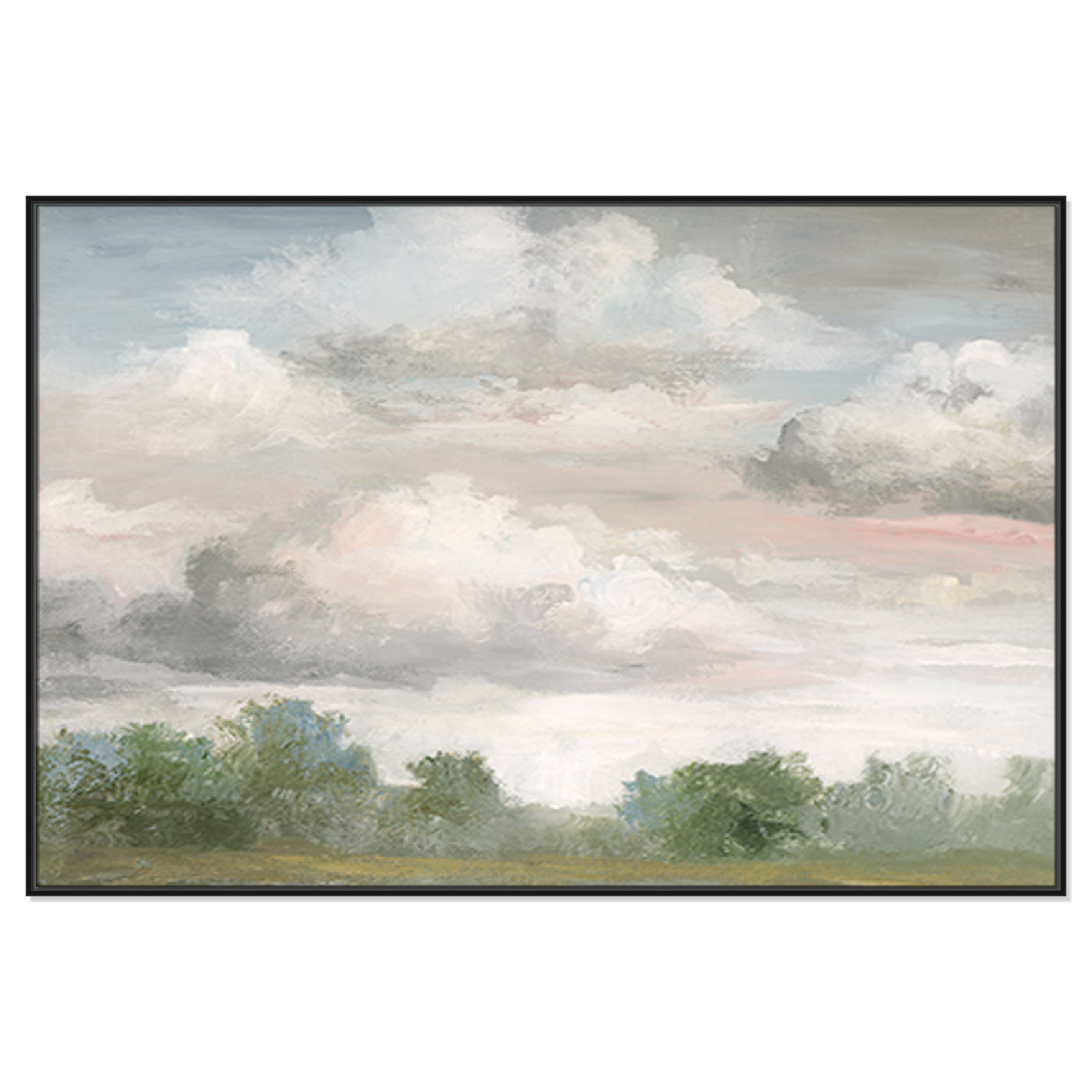 Frangia "Pastel Morning Sky" Print by Nan, 41.5" H x 61.5" W x 2" D, Black Framed
