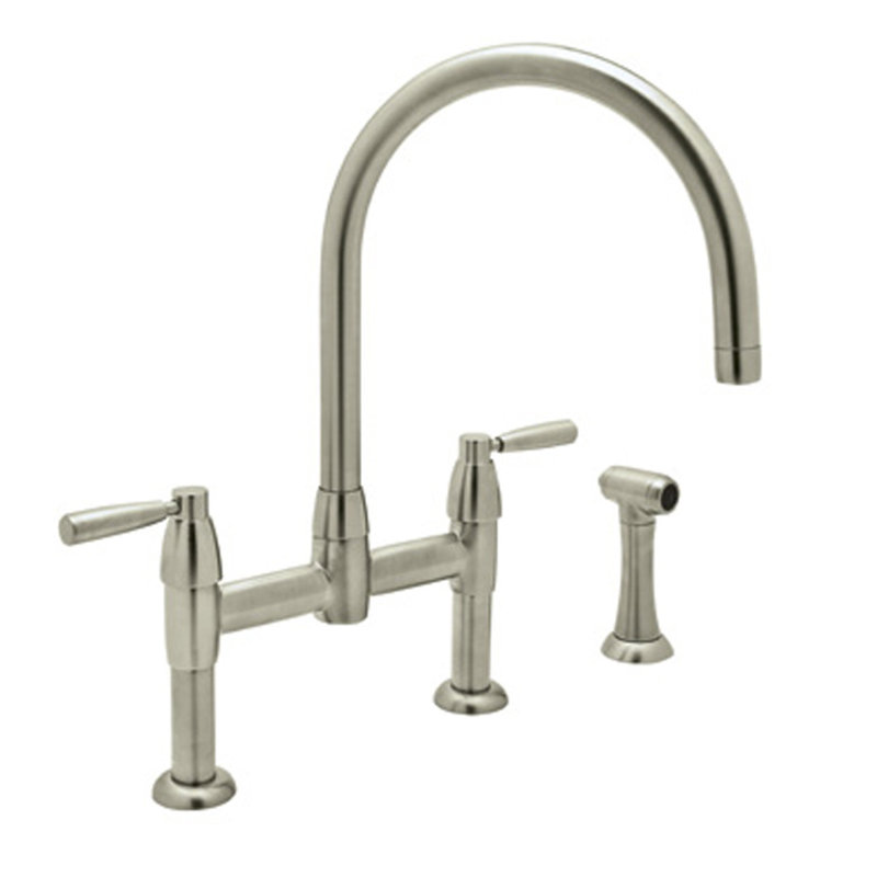 Holborn Double Handle Kitchen Faucet, Unlacquered Brass, Lever