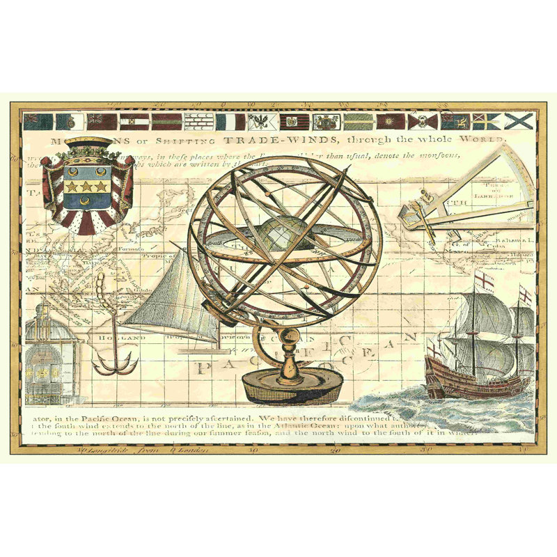 " Nautical Map I " by Vision Studio, 32" H x 48" W