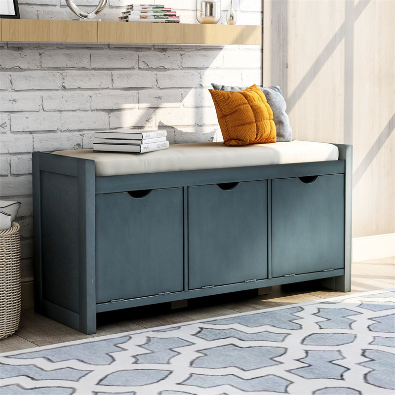 Banc de rangement Adelaja, Bleu marine antique