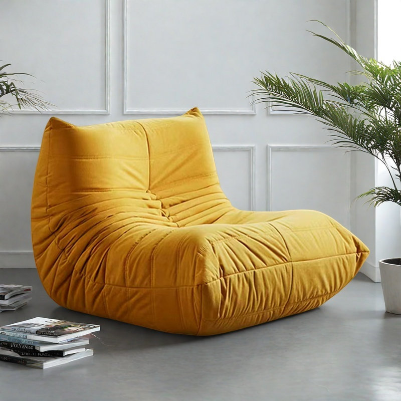 Canapé à billes rétro, Polyester jaune