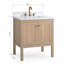 Meuble-lavabo sur pied moderne Sera de 76 cm (30 po) en chêne clair, de marque Tennant, avec lavabo simple et comptoir en quartz blanc, entièrement assemblé.