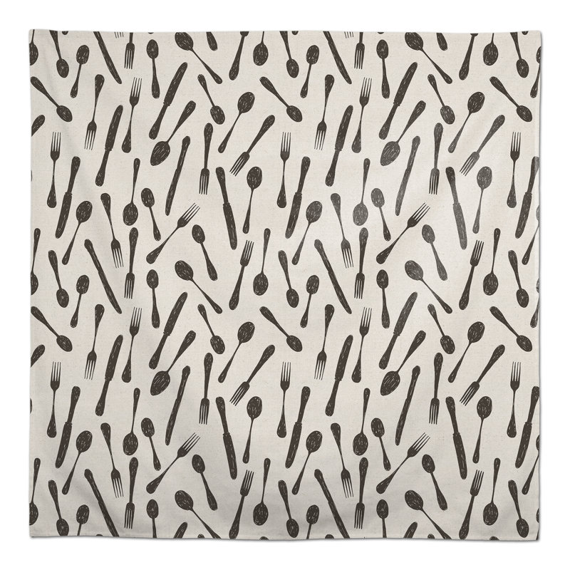 Sketchy Kitchen Utensils Navy 2 Tablecloth, Gray