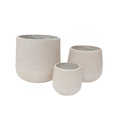 Grand grand pot de fleurs d'intérieur pour l'extérieur, 17,1 po + 13,38 po + 9 po, ensemble de 3 pots de fleurs ronds en oxyde de magnésium, pots de fleurs avec trous de drainage, pot de fleurs moderne pour patio