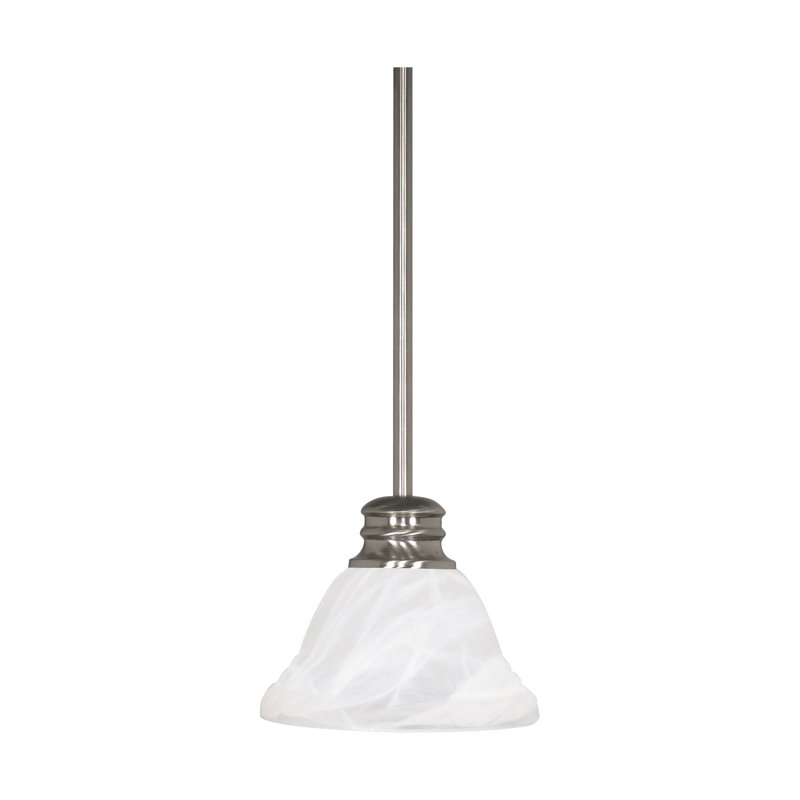 Charmaine 1 - Light Single Pendant, No, Brushed Nickel, Alabaster Swirl Glass