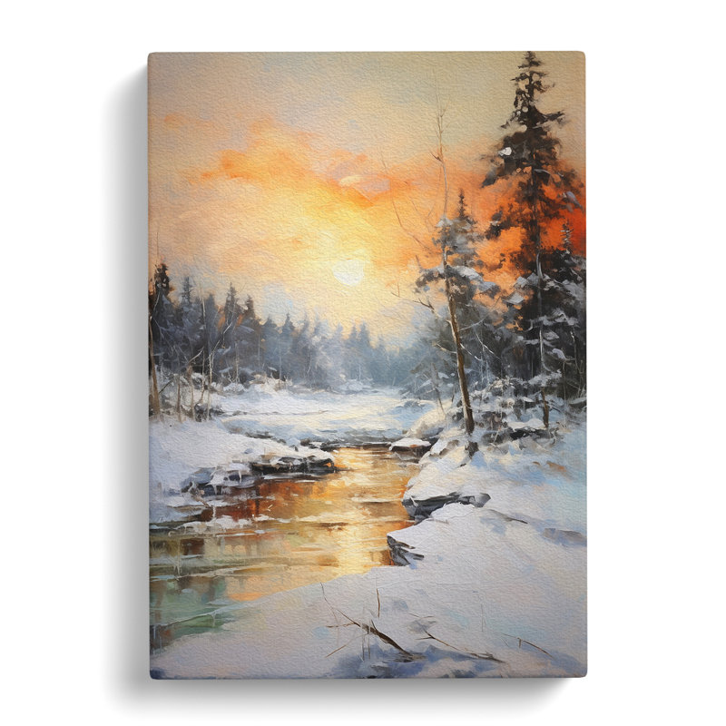 Winter Landscape Action Painting - Wrapped Canvas, 50cm H x 35cm W x 3cm D