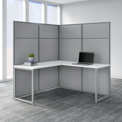 Easy Office L-Shaped 1 Person Cubicle with Cable Management