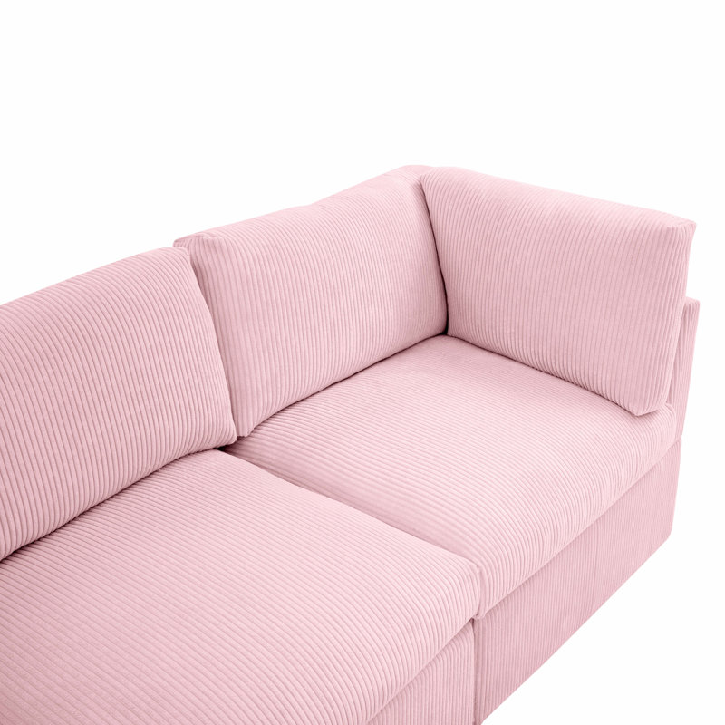 Canapé modulaire de coin avec repose-pieds Annai, Rose