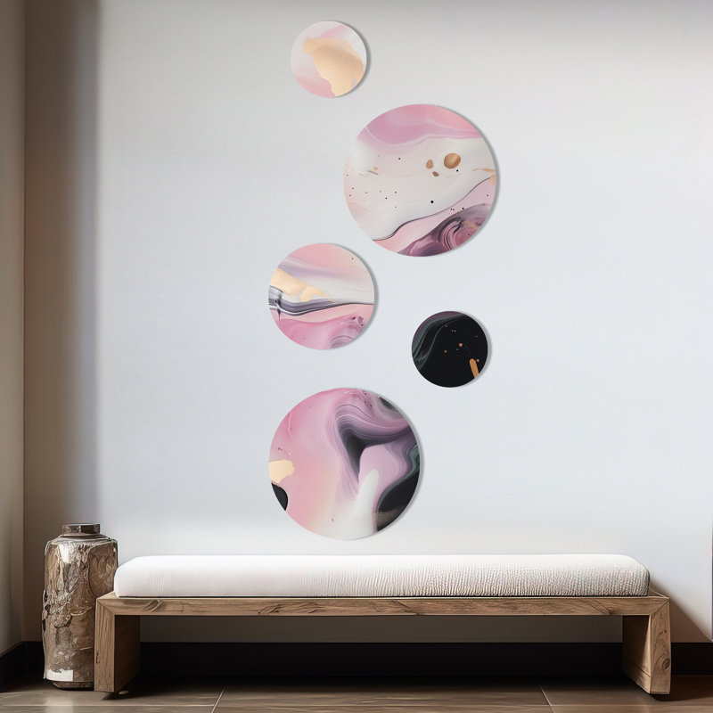 Décoration murale en marbre rose et noir mystérieux II - marbre abstrait